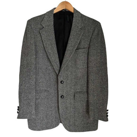 Stafford Mens Vintage Harris Tweed Two Button Sport Coat Blazer Herringbone 41R - Picture 16 of 16
